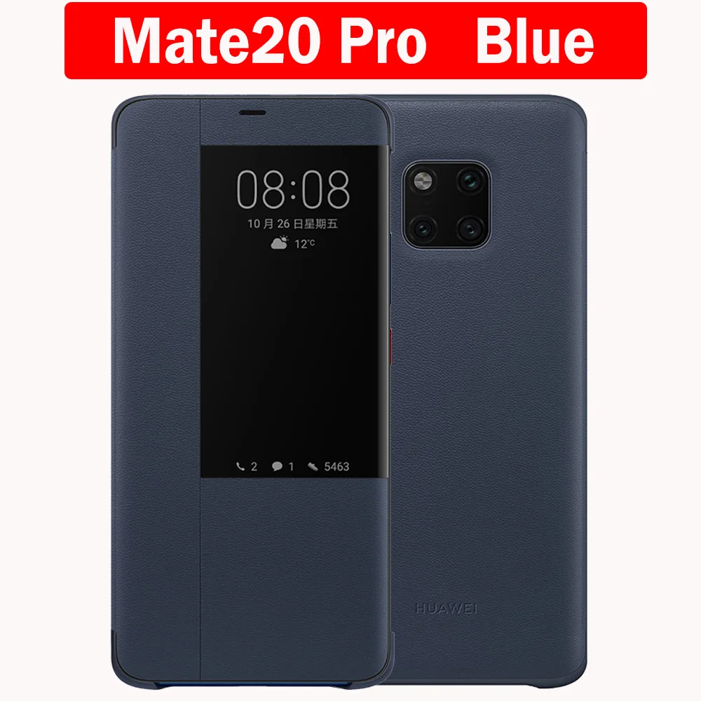 Чехол для huawei mate 20 Pro, чехол для huawei mate 20 X, чехол для mate 20 с откидной крышкой, умный защитный чехол с окошком для просмотра, чехол для huawei mate 20X - Цвет: Mate 20 Pro   Blue
