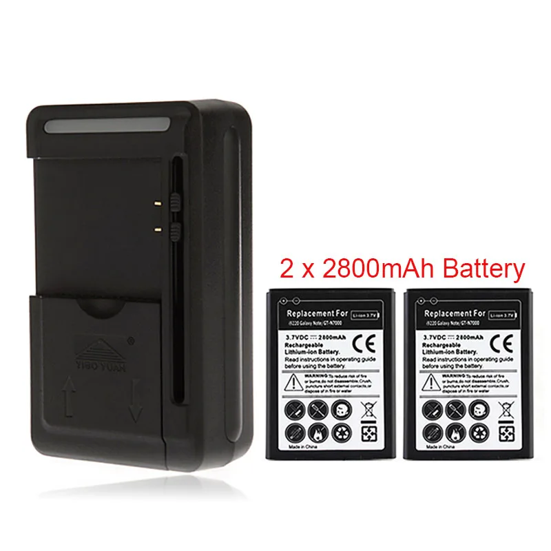 2x2800mah сменные батареи с настенным зарядным устройством для Samsung Galaxy Note i9220 GT N7000