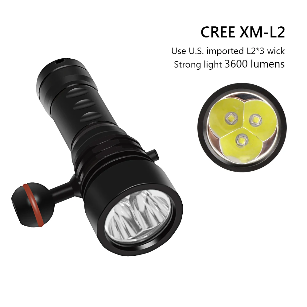 3led Подводное видео с фонарем подводные фонари перезаряжаемые факел 26650 cree xm l2