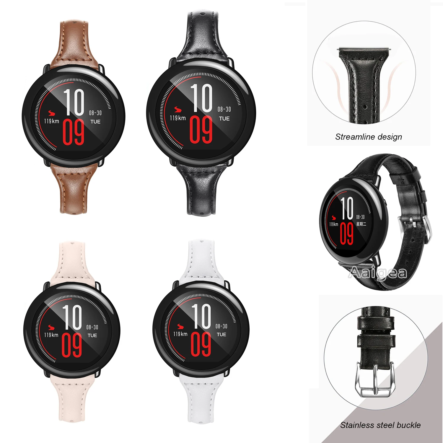 Элегантный тонкий кожаный ремешок для часов для Xiaomi Huami Amazfit PACE Смарт-часы замена Классическая пряжка кожаный браслет 22 мм