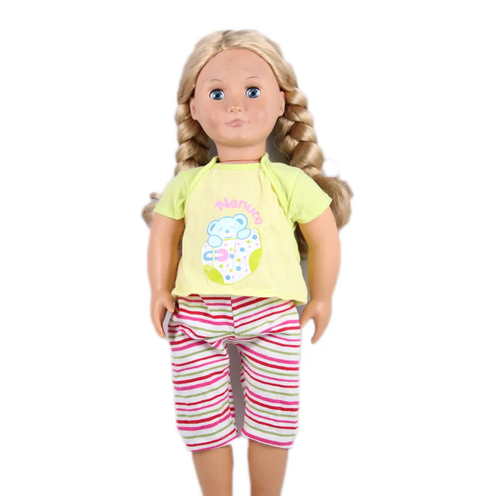 Зеленая футболка и Брюки для девочек куклы одежда подходит 43 см BABY born Zapf 18