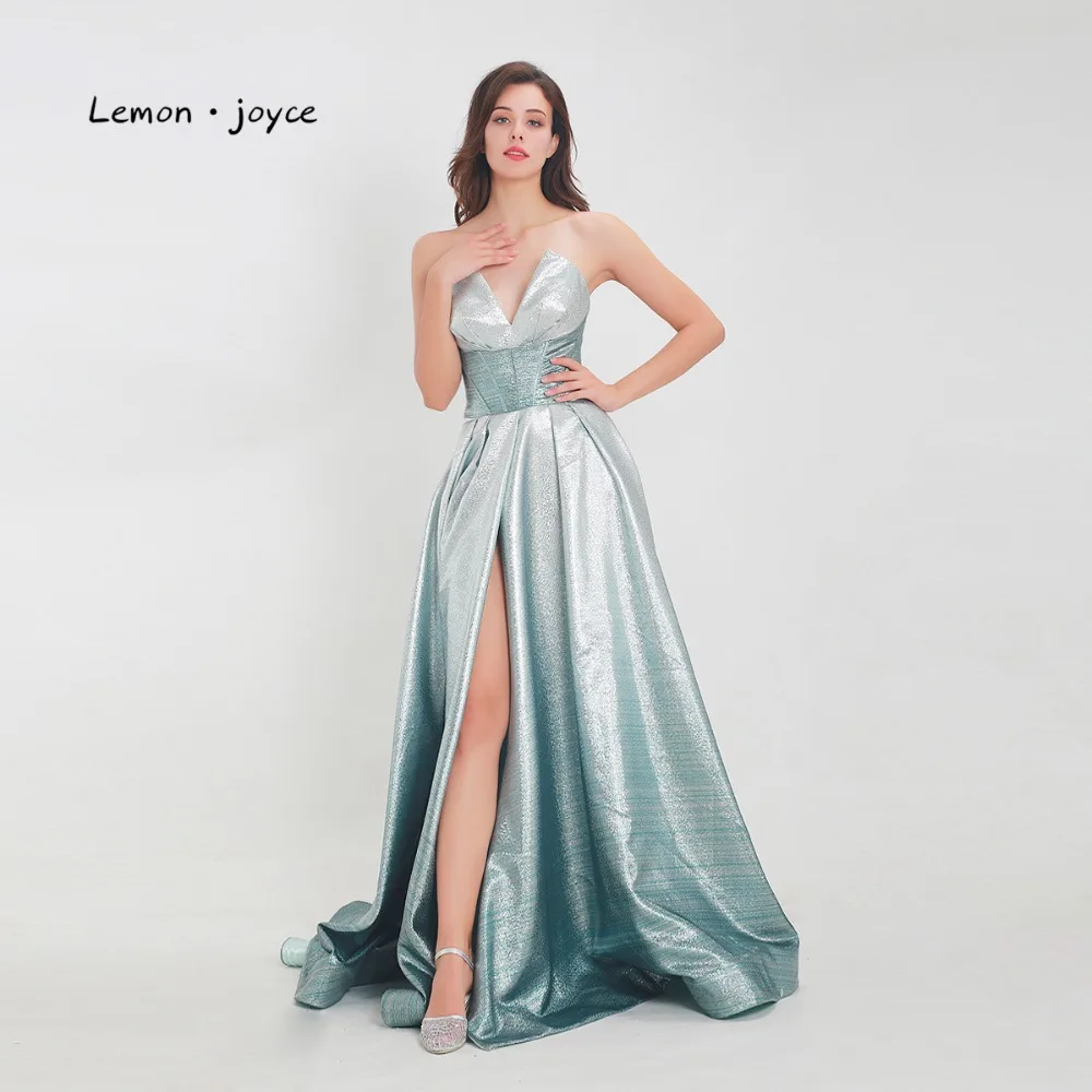 Женское длинное вечернее платье Lemon joyce блестящее с высоким разрезом для