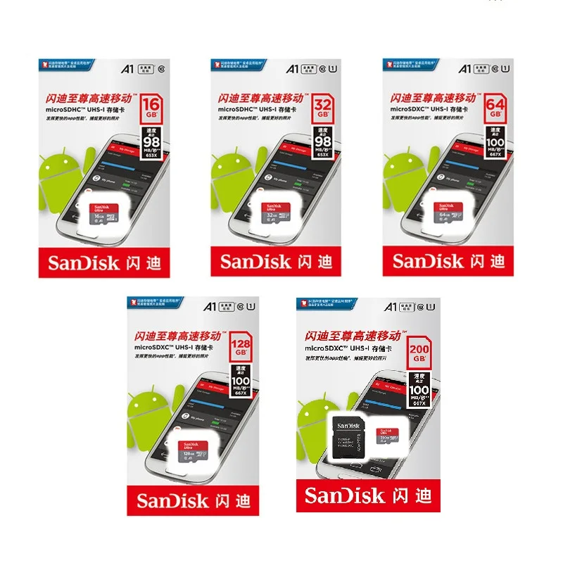 Двойной Флеш-накопитель SanDisk UItra A1 Max 100 МБ/с. micro sd 400 Гб 128 Гб 64 Гб 256 Гб карта памяти microsd карты интеллектуальный контроллер с DVD картой памяти sd TF карты для мобильного телефона/ноутбука/Камера