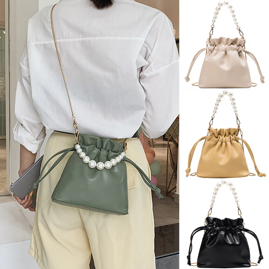 

Women Bag Summer Chain Small New Pearl Bucket Shoulder Messenger schoudertas dames bags for women 2019 sac main femme