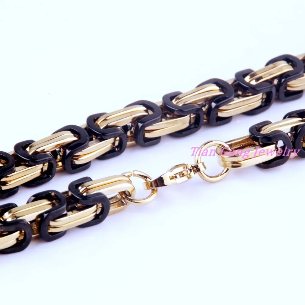 Горячая продажа очарование 8 мм золото черный Византийский ожерелье Мужская цепь