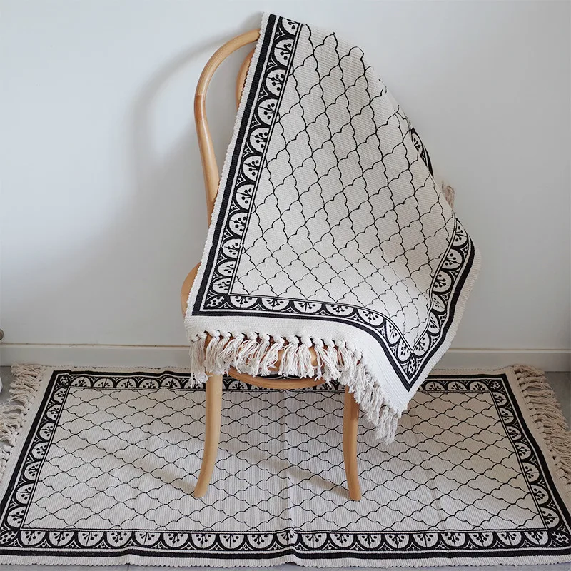 Хлопковый ковер с резьбой скандинавские Современные Простые плетеные кисточки