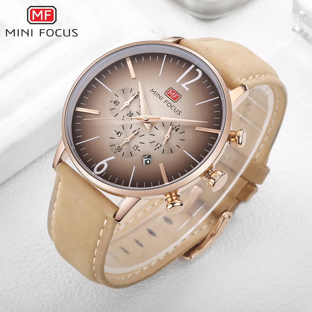 MINIFOCUS модные Повседневное Для мужчин с хронографом часы лучший бренд кварцевые