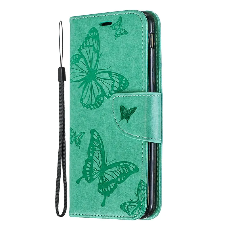 Чехол для Samsung Galaxy J6 2018 рельефный книжка с бабочкой и подставкой кошелек из