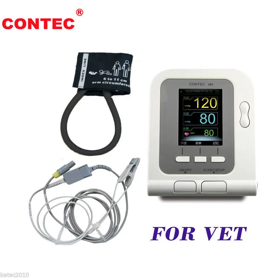 08A Machine and Spo2 FDA ветеринарный цифровой монитор артериального давления, NIBP+ ветеринарная манжета CONTEC08A CONTEC - Цвет: 08A Machine and Spo2