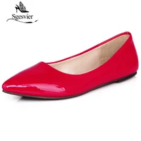 sgesvier spring women flats blue red yellow black green glossy patent leather women nude flats ladies shoes big size 30 49 ox180