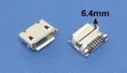 Мини-коннектор micro USB 20 шт., 5-контактный разъем 6,4 мм с короткой иглой 5P DIP2, порт для зарядки и передачи данных, мини-usb-коннектор для мобильного концевого разъема