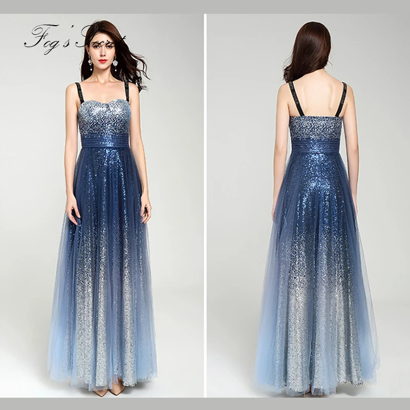 Вечерние платья для женщин vestido Blue Star платье двойной слои градиент ремень