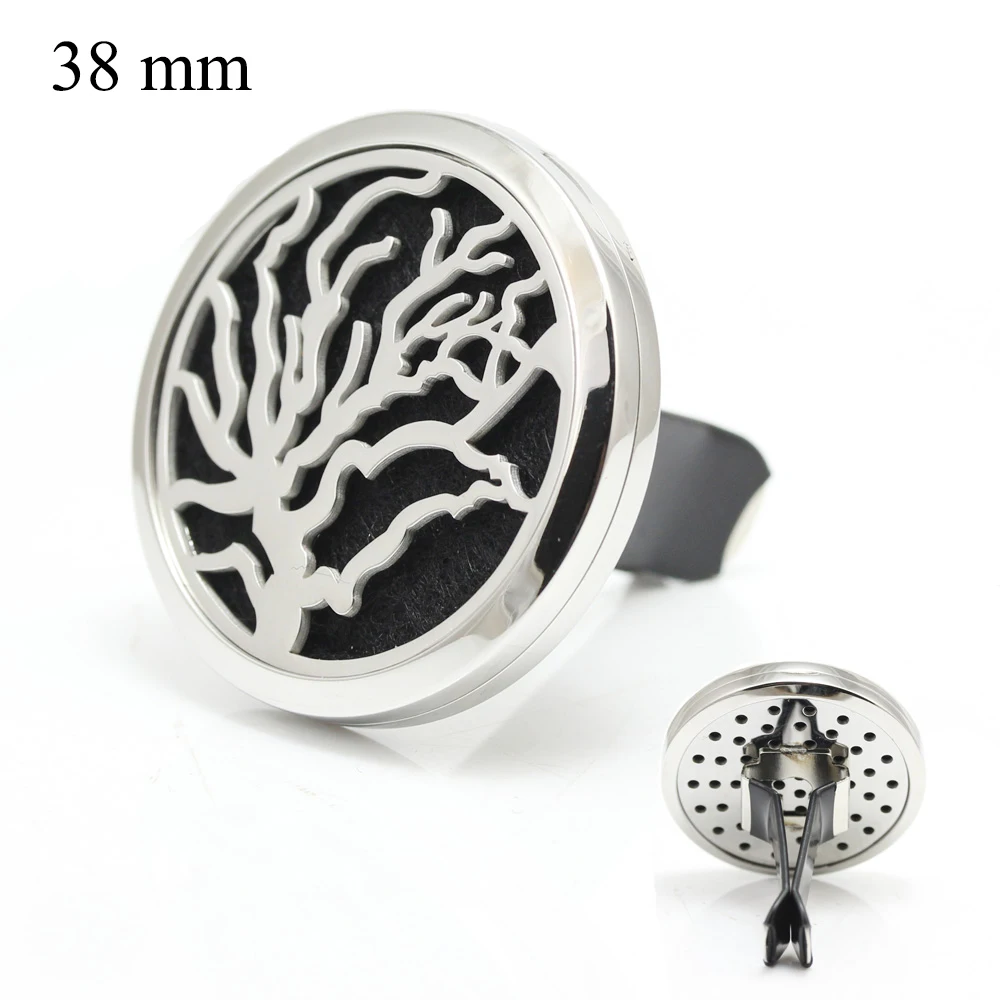 

38mm big size Stainless Steel high quality tree shape car essential oil aroma diffuser vent clip