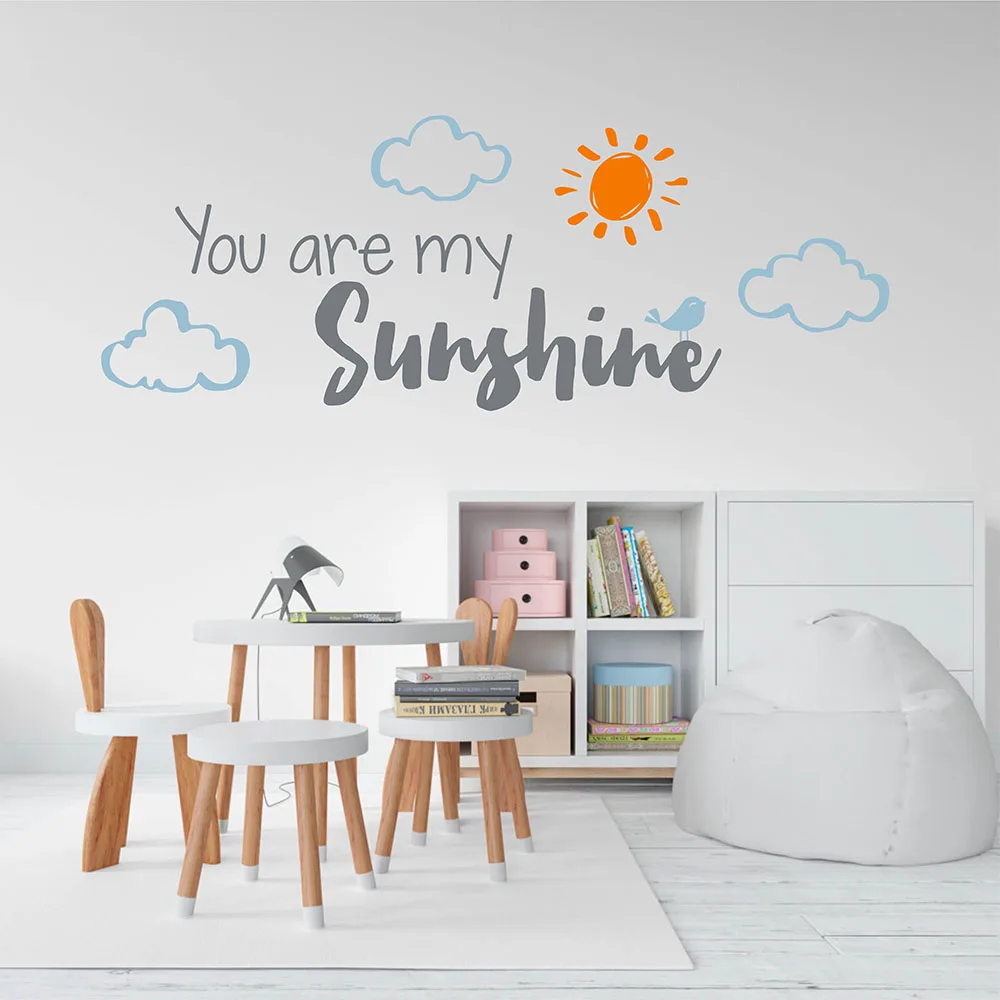 

You are my Sunshine Decal Clouds Sun Nursery Wall Sticker Removable Clouds Vinyl Sticker for Kid's Room 894N
