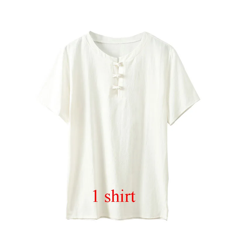 White 1 shirt MFERLIER Летняя мужская рубашка 5XL 6XL 7XL 8XL 9XL 10XL бюст 157-162 см размера плюс льняная рубашка большого размера с шортами Мужская 5 цветов - Цвет: White 1 shirt
