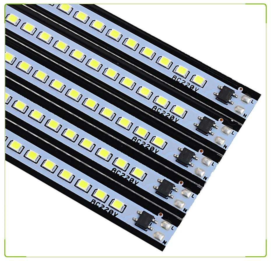 AC 220 В светодиодная лента 2835SMD подсветка на кухню 50 см 7,2 Вт Теплый Холодный белый Диммируемый яркий светодио дный светодиодный бар огни жесткая лента лампа