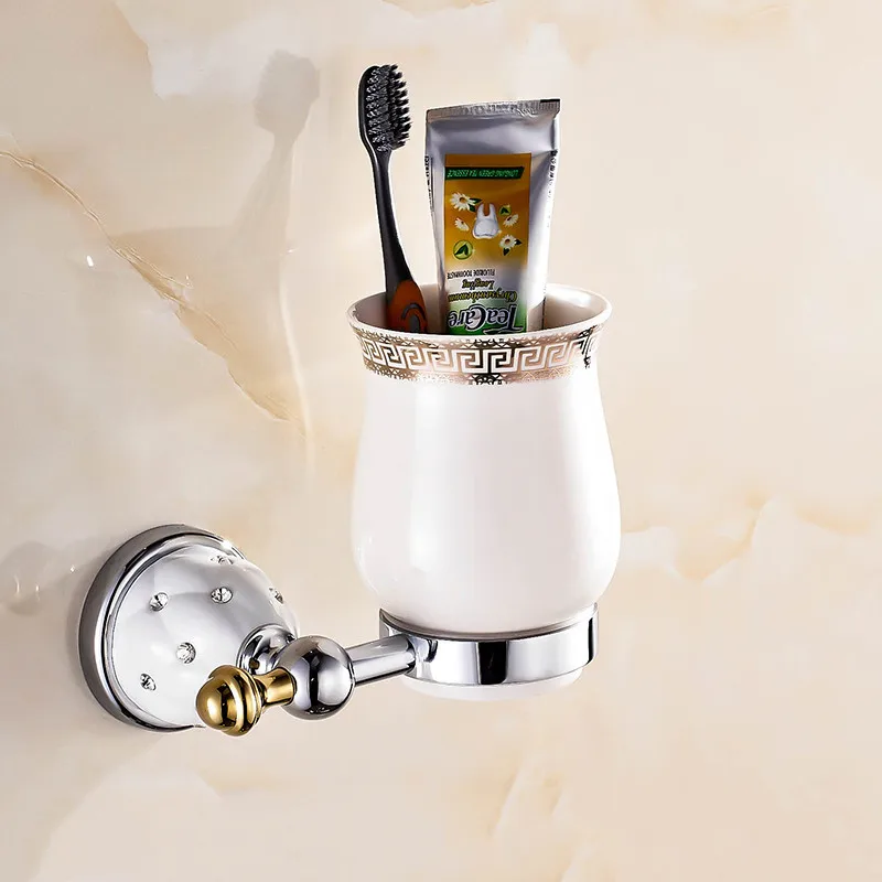 Латунные держатели для зубных щеток с керамическим держателем|brass toothbrush holder|gold