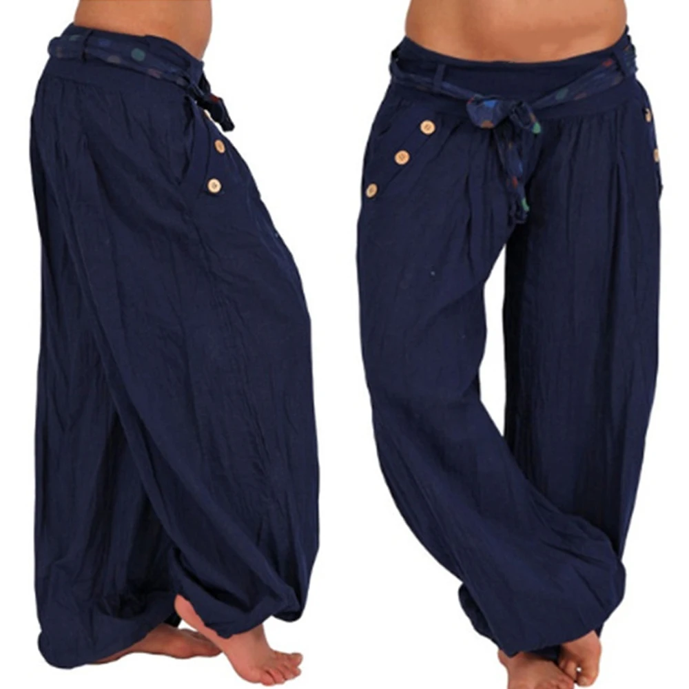 Свободные длинные брюки Аладдин женские шаровары повседневные мешковатые