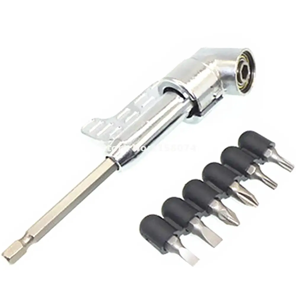 105 Градусов Угол Драйвер 1/4 &quotHex Bit Screwdriver Holder Power Сверла Регулируемая + 6 шт. T15