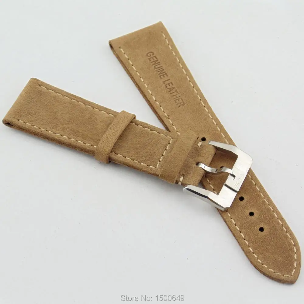 

Fashion 22MM Parnis Genuine Leather Strap Camel Watchband Pin Buckle Fit for Men's Watch Leather Watchband
