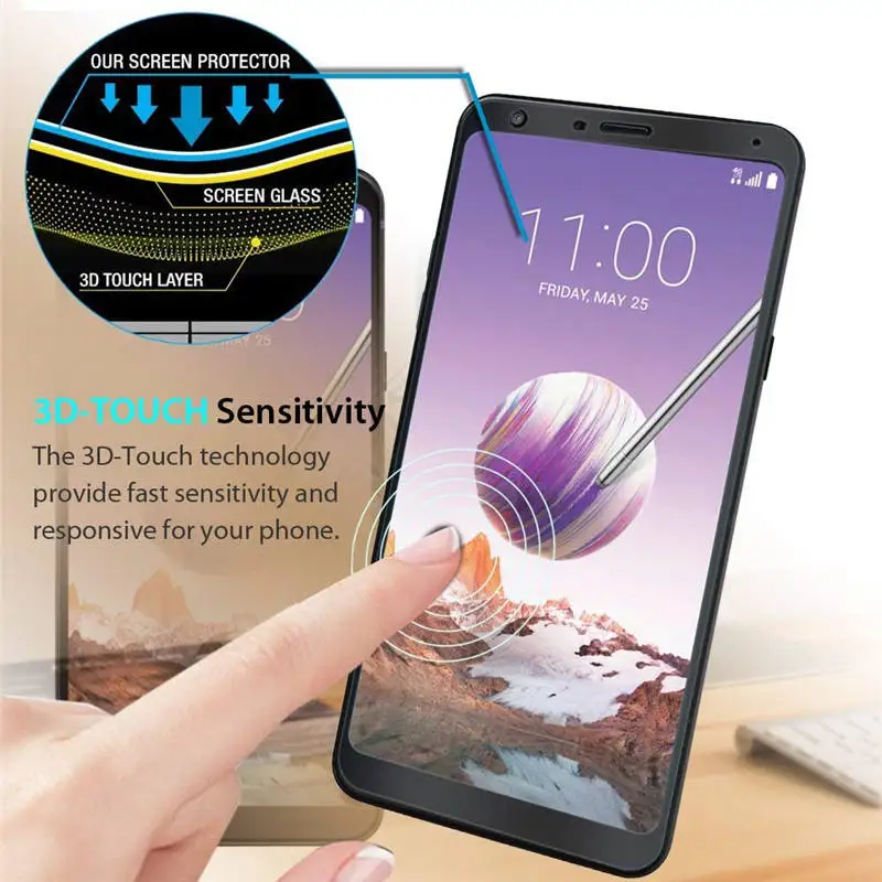 Полное покрытие закаленное стекло для LG Q Stylus Plus Защитная пленка экрана Sylus + |