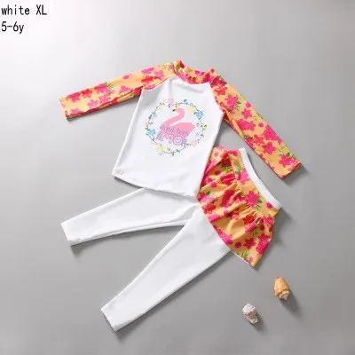 White XL Прямая поставка Красочный купальник "Лебедь" Детская футболка с длинными рукавами для девочек солнцезащитный купальник быстросохнущие Серфинг Костюм из 2 предметов одежда для защиты от солнца - Цвет: White XL