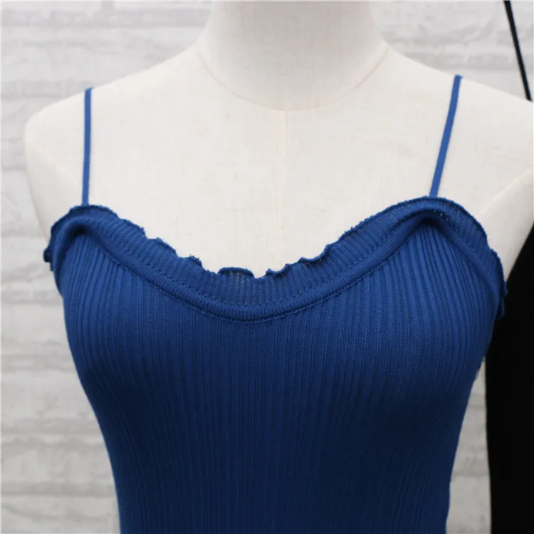 Летний эластичный жилет без рукавов на бретельках с рюшами бюстгальтер