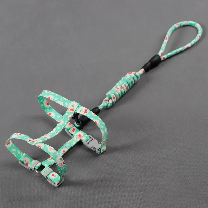 green Adjustable Cat Collar Harness Leash for Dogs I-shaped Vest Cotton Rope Small Pet Traction Walk Kitten Halter Products - Цвет: green
