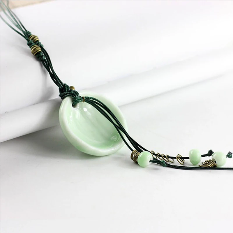 Модные ювелирные изделия винтажный керамический камень кулон ожерелье ручной