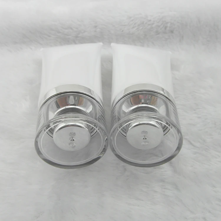 50 мл Лот белый полиэтиленовый шланг/Ярко-серебристый акриловый колпачок/крем