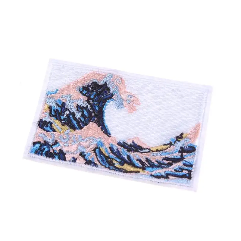Prajna The Great Wave Off Kanagawa аппликация нашивки значки Вышивка Железо на заплатах для
