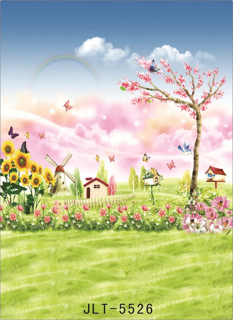 

Background for Photos Spring Flowers Birds Paintings Computer Printed Vinyl Photography Backdrop Photocall for Weddings Children