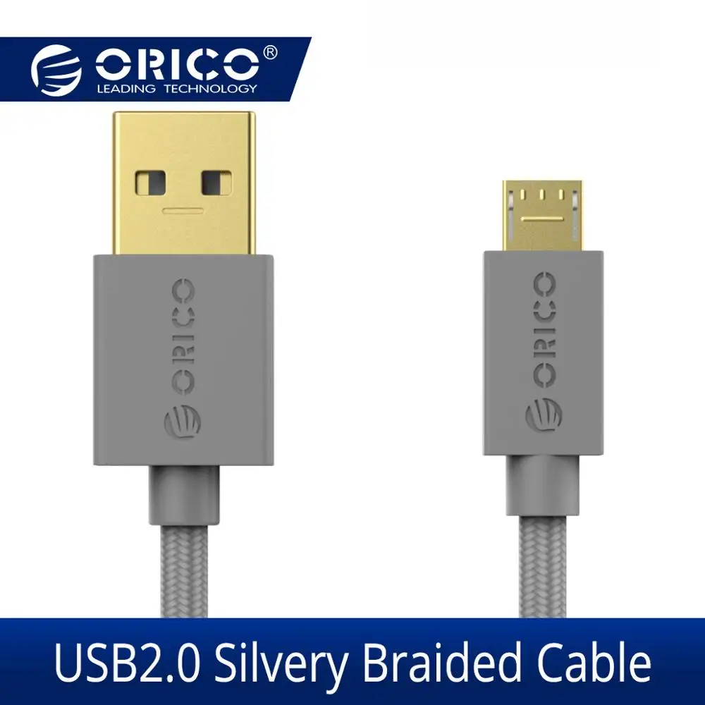 Silvery Braided ORICO USB к Micro B кабель для быстрой зарядки мобильного телефона 2A провод поддержка передачи данных для Xiaomi Redmi Note 5 samsung - Цвет: Silvery Braided
