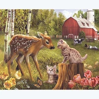 full square cat deer 5d diy diamond painting kit embroidery mosaic crystal cross stitch animal home decorative round drill gift