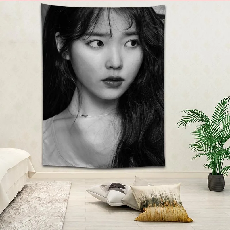 KPOP IU гобелены для гостиной спальни Висячие настенные гобелены домашний декор в стиле ретро Йога пляжный коврик логотип на заказ - Цвет: 4