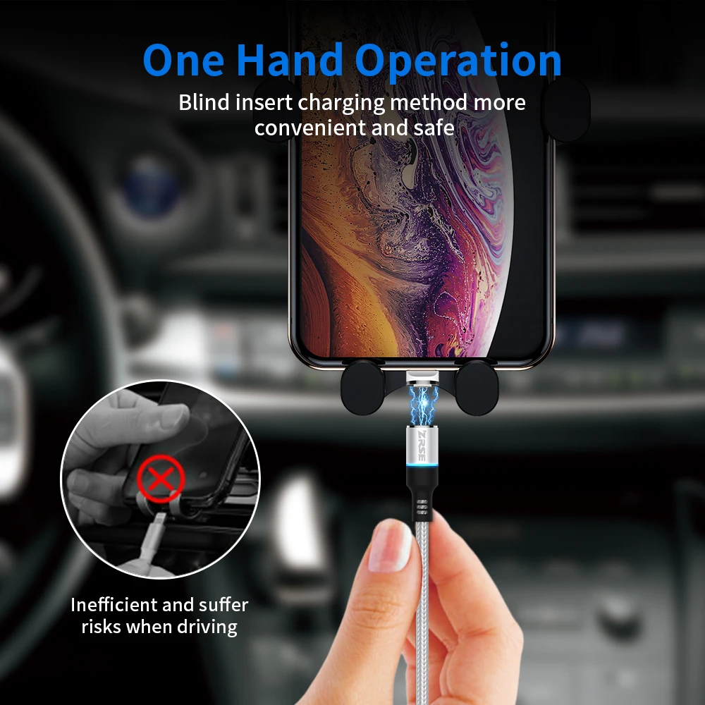 ZRSE 3A Магнитный кабель USB для iPhone 11 Pro Max XS XR X 7 6 6s 5 5S SE iPad Mini зарядный провод быстрого