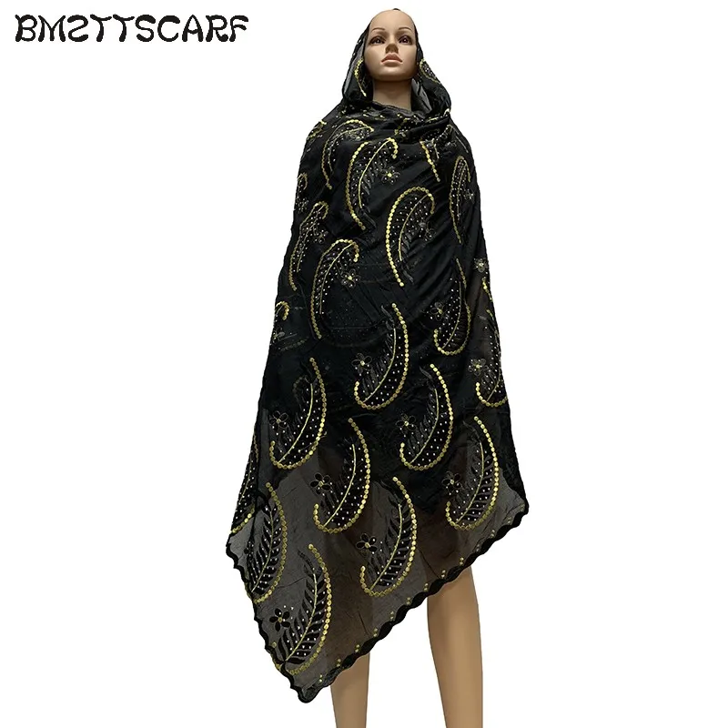 100% хлопковые шарфы 2019 Весенний Новый вышитый женский шарф со стразами большой
