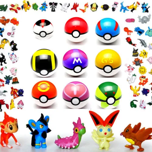

9Pcs balls+ 24pcs Free Random Mini Figures Inside Anime Action & Toy Figures for Children