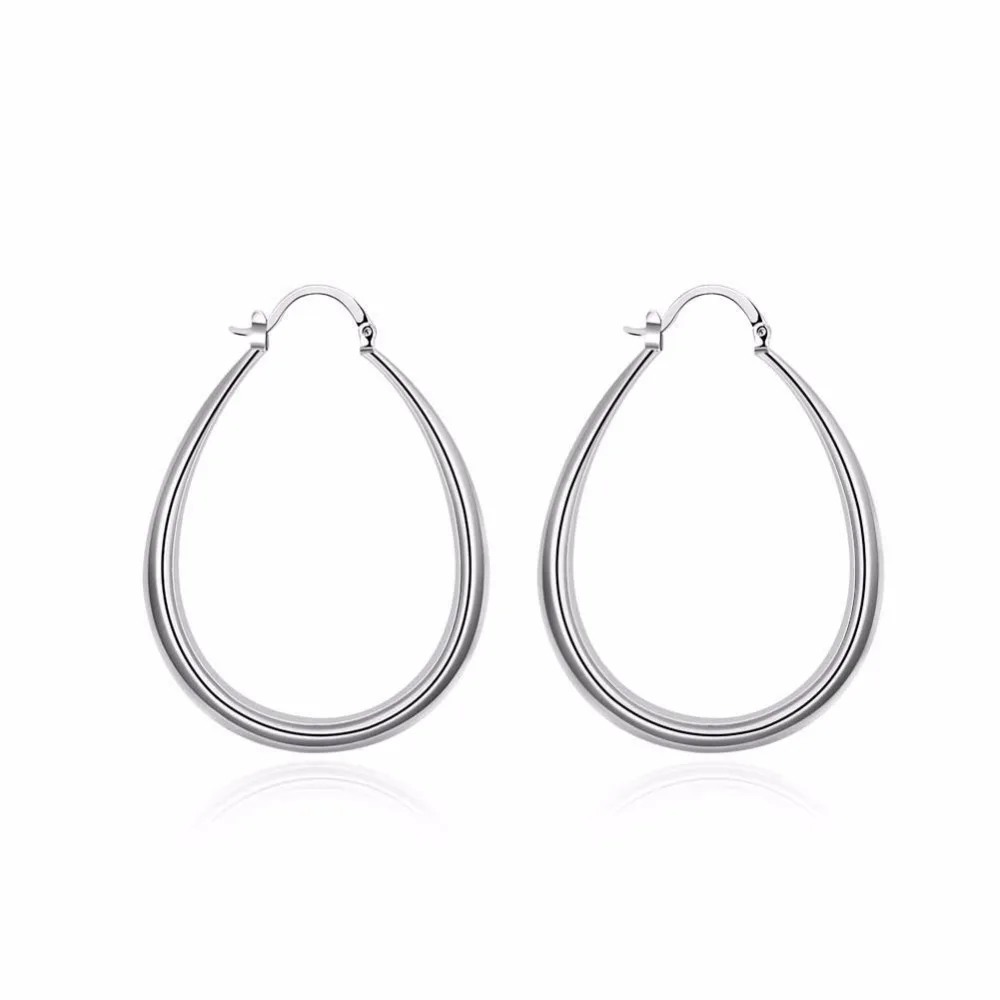 Hot Sale 925 Jewelry Silver Earring Fashion Solid U Shaped Hoop Earrings Women Men Free Shipping | Украшения и аксессуары