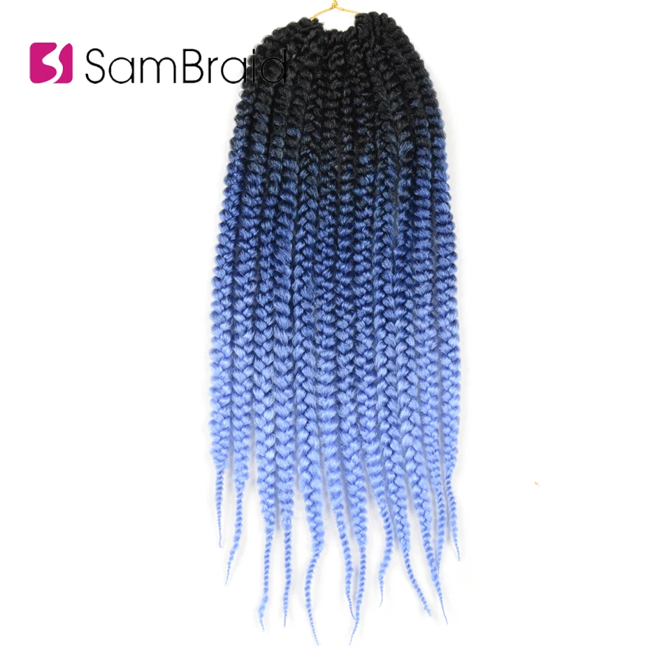 Sambraid Новый Ombre коробка косами вязаный крючком волос косы 12strands/пакет