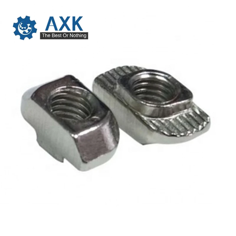 100Pcs/50Pcs 4040 Series M3M4/M5/M6/M8 Nickel Plated T Nut Hammer Head Fasten Nut For Aluminum Extrusion Profile Slot Groove 8mm