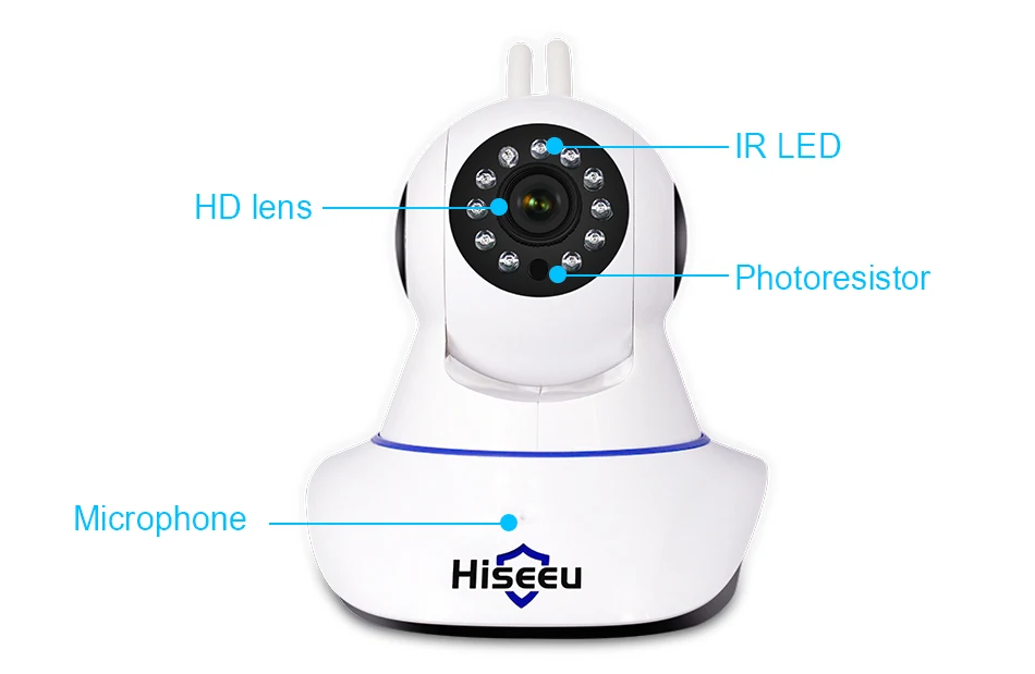 Hiseeu Домашняя безопасность 1080P 3MP Wifi ip-камера аудио запись SD карта памяти P2P HD CCTV Беспроводная камера видеонаблюдения радионяня
