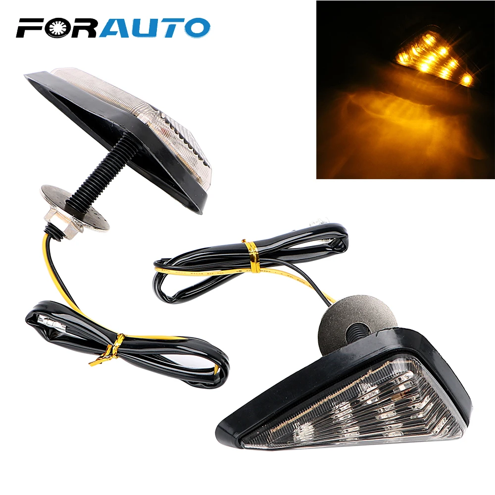 

FORAUTO 1 Pair Motorcycle Flasher Smoked Color Triangle Piranha Light Motorbike Indicator Turn Signal 9 LED Turn Light
