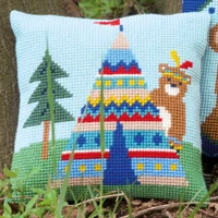Животные 3 стиля крестиком коврик на подушку DIY ремесло гобелен подушка 42 см на 42 см рукоделие крючком подушка вышивка - Цвет: Небесно-голубой