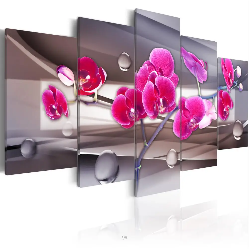 

2019 5PCS/Set Orchid Flower Art Print Frameless Canvas Painting Wall Picture Home Decoration No Frame(Color: Multicolor)