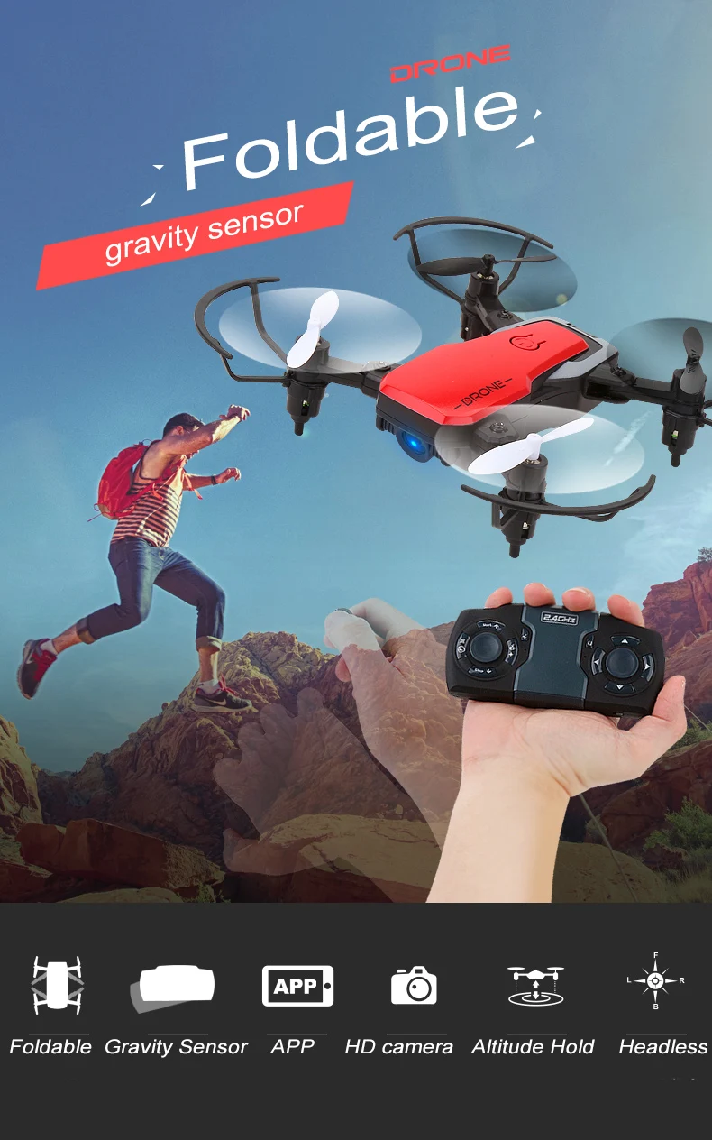 Живой Радиоуправляемый Карманный Дрон с широкоугольной камерой 2mp HD/без камеры