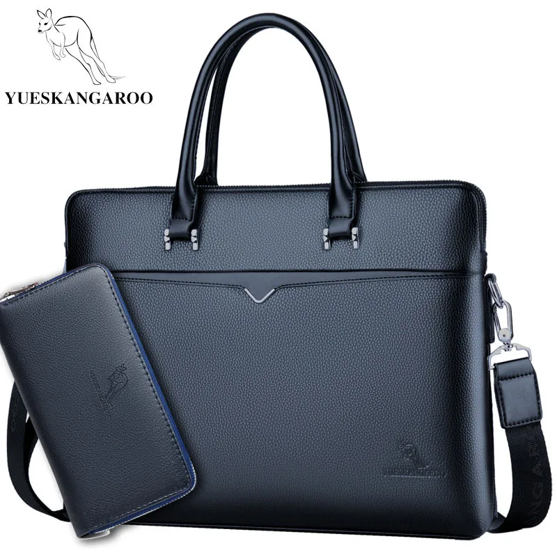 Blue suit YUESKANGAROO брендовый деловой мужской портфель, высокое качество, мужская кожаная сумка для ноутбука, сумки-мессенджеры для мужчин HA060 - Цвет: Blue suit