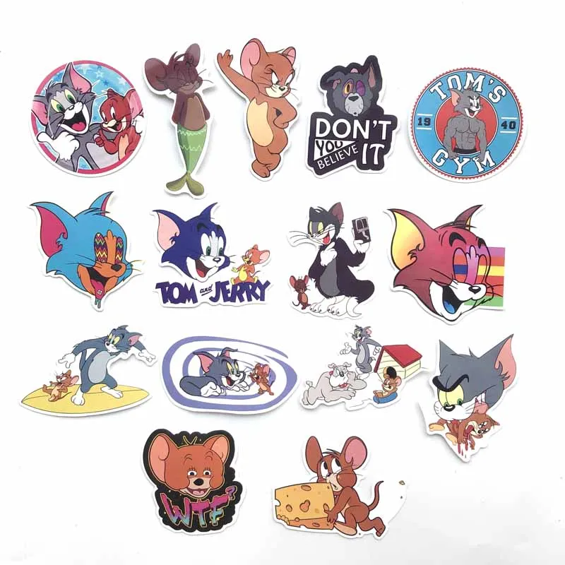 Наклейки для автомобиля Tom Cat Jerry Mouse 15 шт. водонепроницаемые наклейки ноутбука
