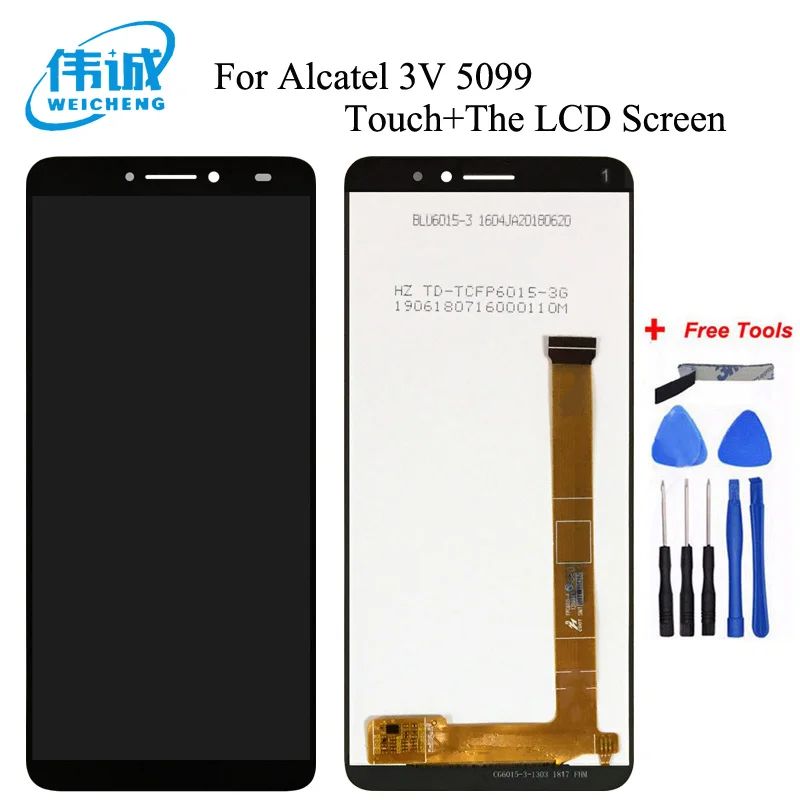 

6.0 inch For Alcatel 3V 5099 5099A 5099D 5099Y 5099U Complete LCD Display+Touch Digitizer Panel Glass Sensor Assembly Spare Part