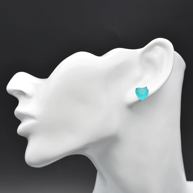 

925 Sterling Silver Luxury Dichroic Heart Is Optional Earrings For Women Shiny Crystal Wedding Jewelry Elegant